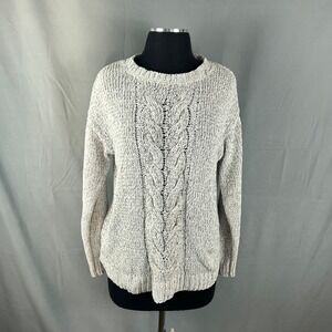 I.B. Diffusion Pullover Sweater Womens Small Heather Gray Cable Knit Winter Warm